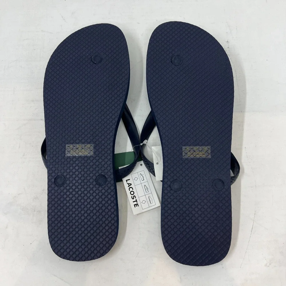 Lacoste Flip‎ Flop Beach Sandals Black with Logo Men's US Size 13 VTG NWT